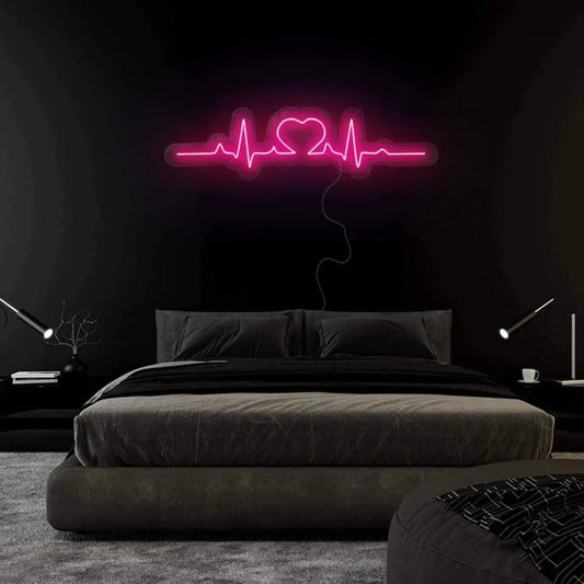 Heartbeat Neon Sign - Neon Light for Bedroom Pink Neon Sign