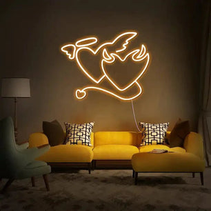 Heavenly Clash of Hearts LED Neon Sign Orange Neon Sign