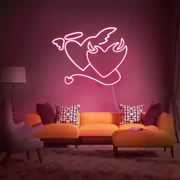 Heavenly Clash of Hearts LED Neon Sign Pink Neon Sign