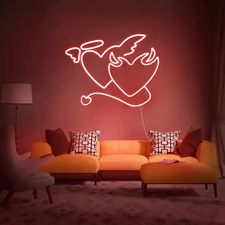Heavenly Clash of Hearts LED Neon Sign Red Neon Sign