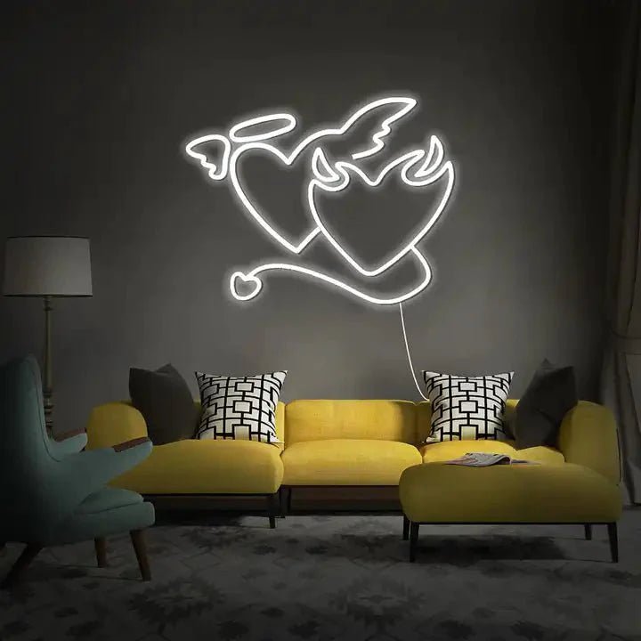 Heavenly Clash of Hearts LED Neon Sign White Neon Sign