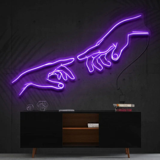 Holding Hands Neon Sign - Art Motivation Purple Neon Sign