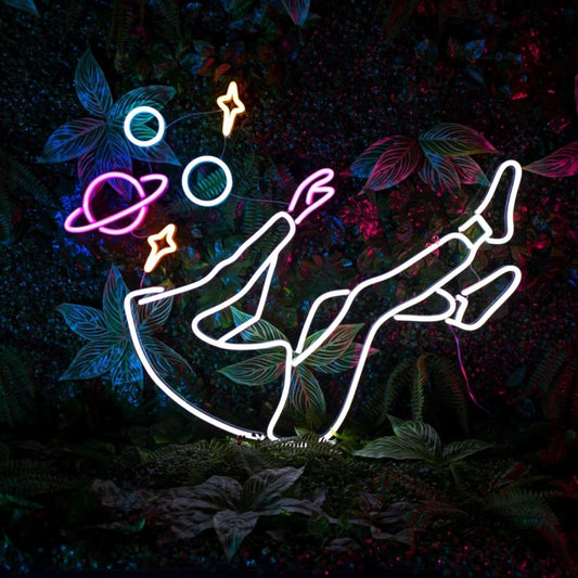 Neon Sign Space Fall - Neon Space Art Neon Sign