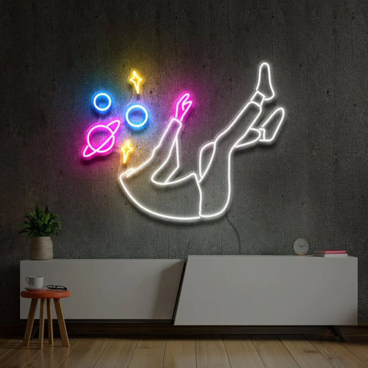 Neon Sign Space Fall - Neon Space Art Neon Sign