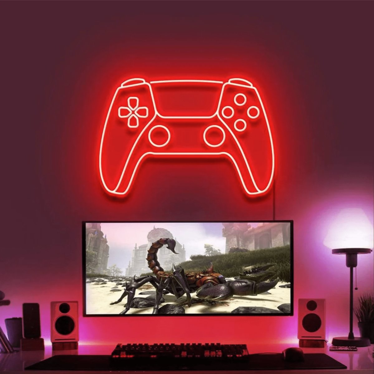 PS5 Controller Neon Sign - Neon Gaming Signs Red Neon Sign