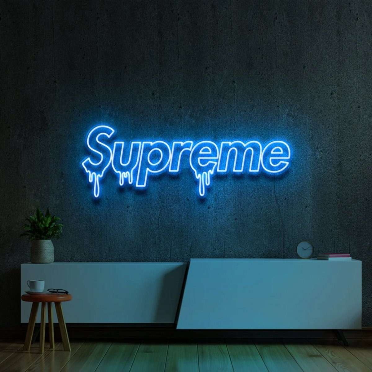 Supreme Neon Sign - Cool Neon Signs For Bedroom Ice Blue Neon Sign