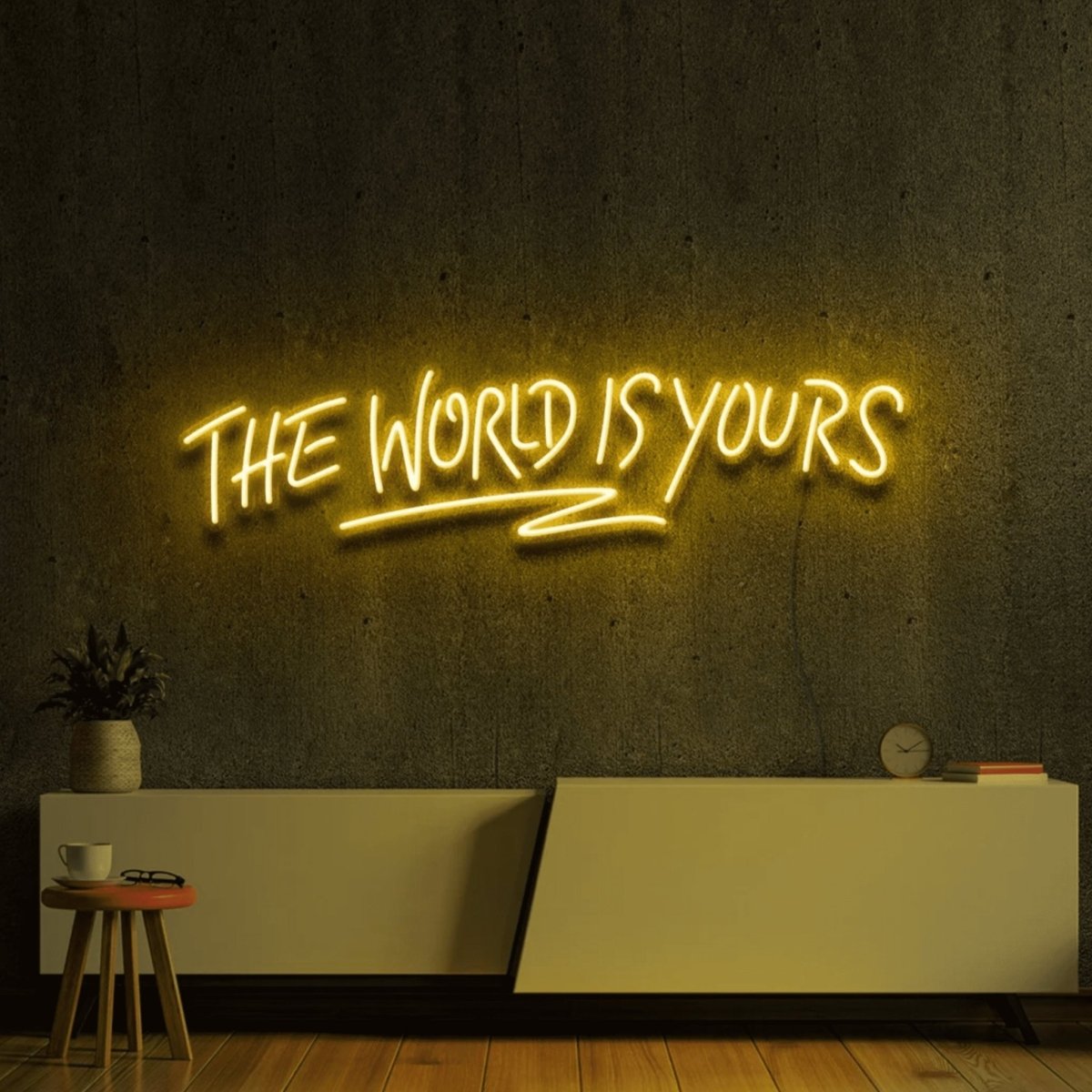 The World Is Yours Neon Sign - Quote Neon Signs Yellow Neon Sign