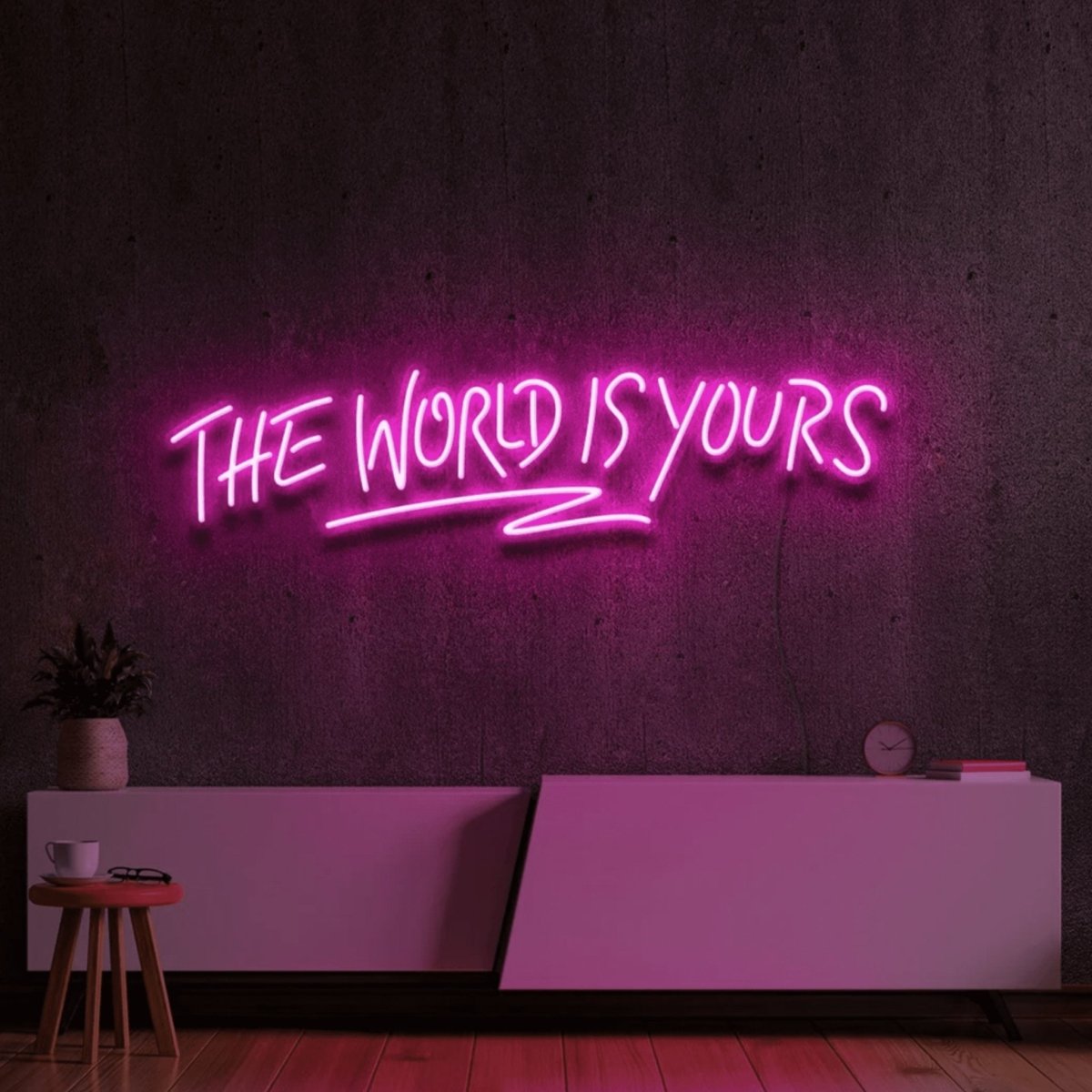The World Is Yours Neon Sign - Quote Neon Signs Pink Neon Sign