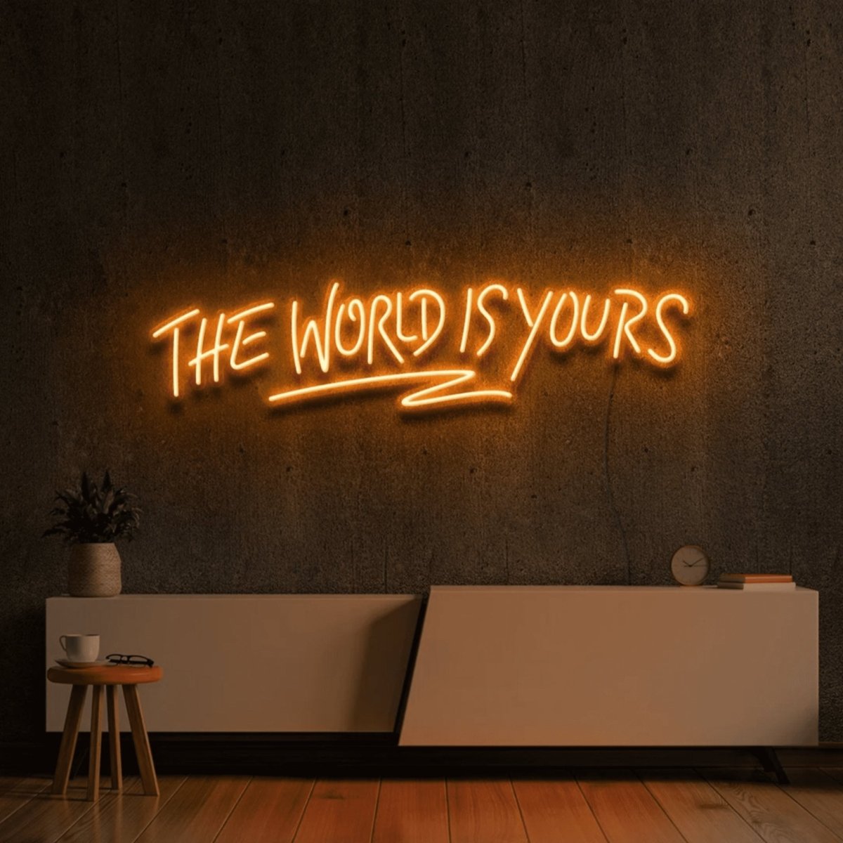 The World Is Yours Neon Sign - Quote Neon Signs Orange Neon Sign