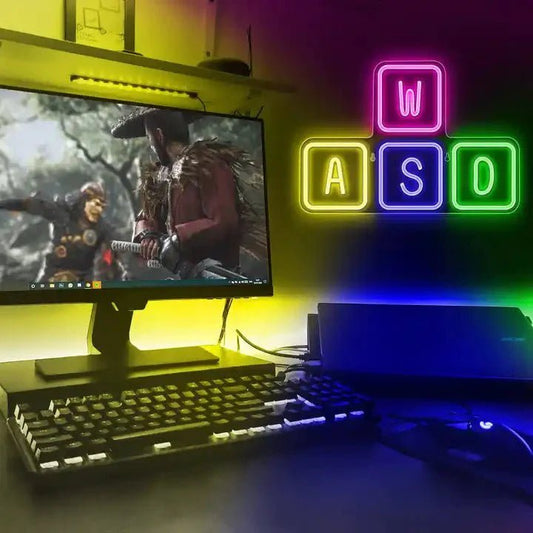 WASD Keys Neon Sign - Keyboard Gaming Neon Multicolor Neon Sign
