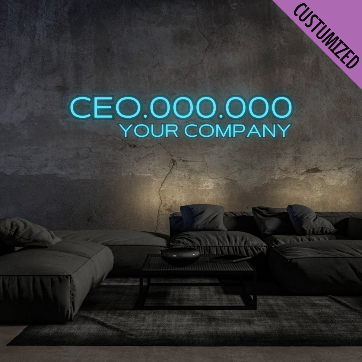 CEO Neon Sign - Custom Neon Sign for Business Ice Blue Neon Sign