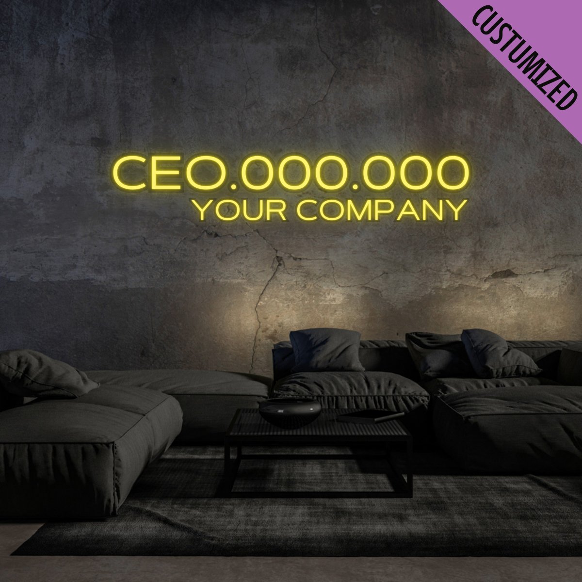 CEO Neon Sign - Custom Neon Sign for Business Yellow Neon Sign