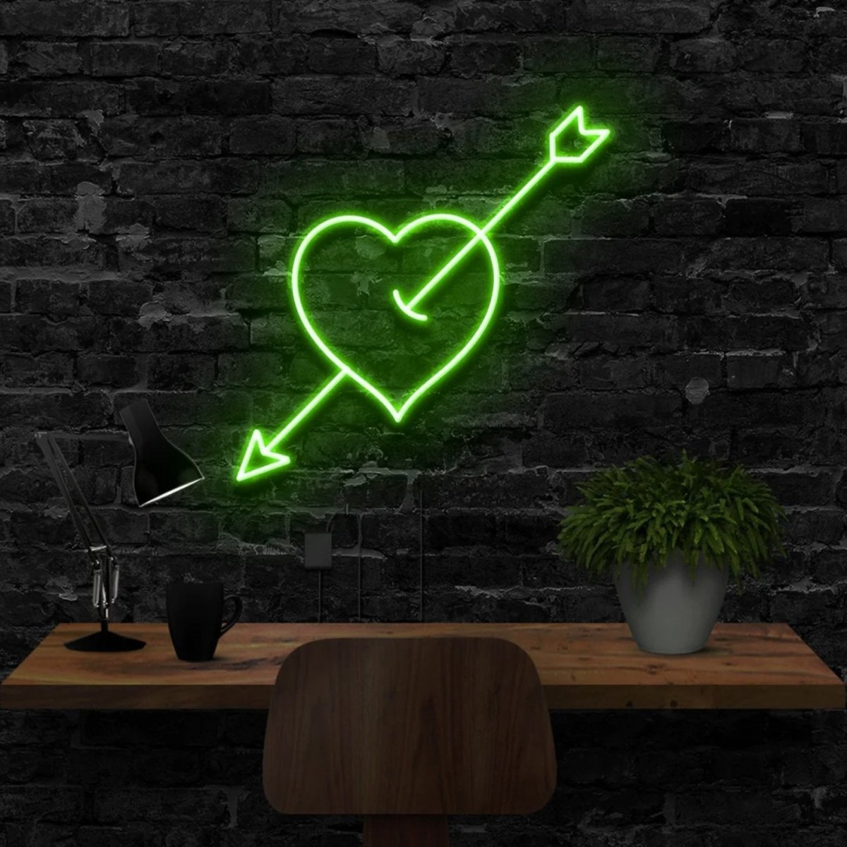 Cupid's Arrow Neon Light for Bedroom Green Neon Sign