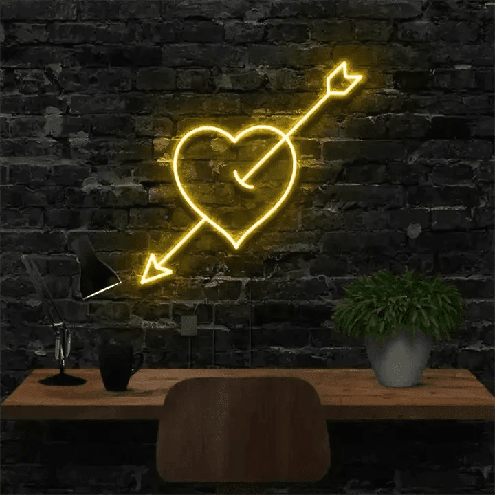 Cupid's Arrow Neon Light for Bedroom Yellow Neon Sign